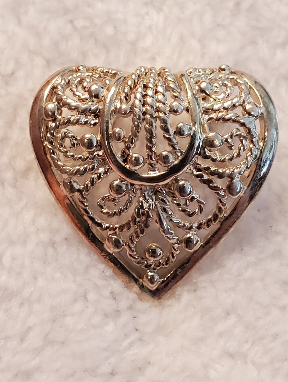 Sterling SIlver (.925) filigree heart pendant Vintage
